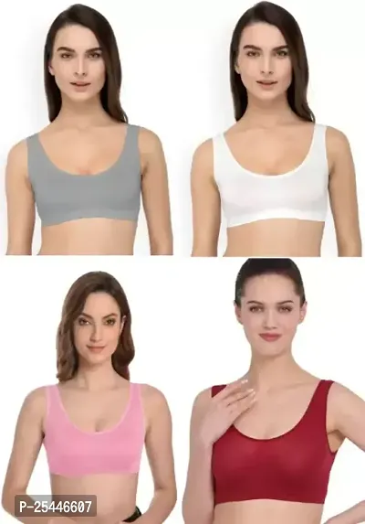 Stylish Cotton Solid Bras For Women Pack Of 4