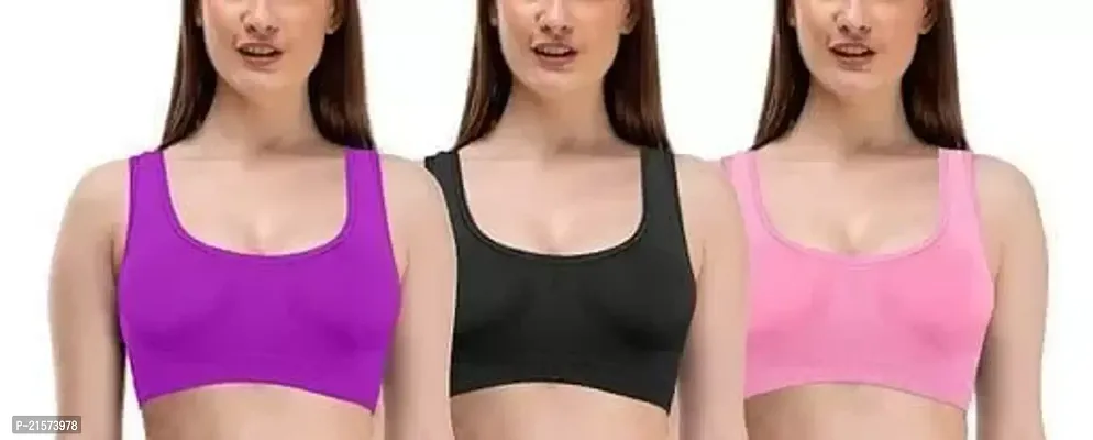 Stylish Fancy Cotton Solid Bras For Women Pack Of 3
