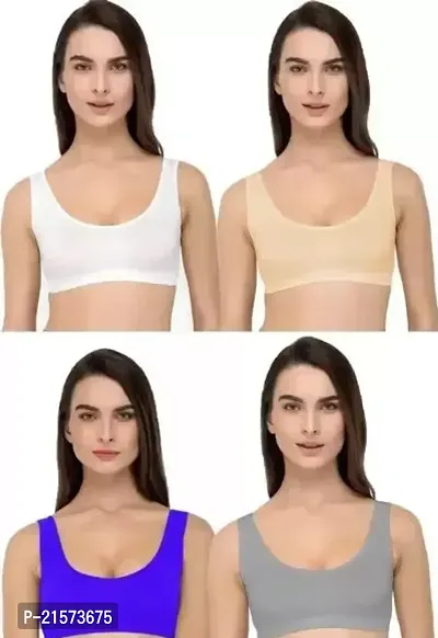 Stylish Fancy Cotton Solid Bras For Women Pack Of 4-thumb0