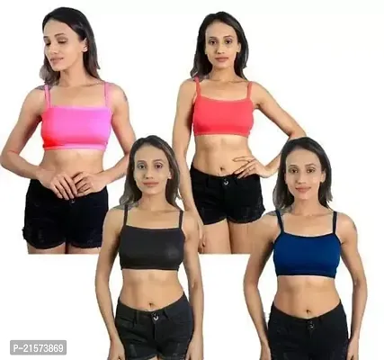 Stylish Fancy Cotton Solid Bras For Women Pack Of 4