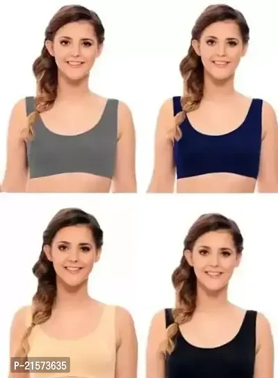 Stylish Fancy Cotton Solid Bras For Women Pack Of 4