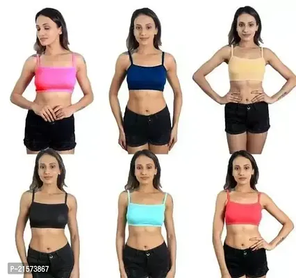 Stylish Fancy Cotton Solid Bras For Women Pack Of 6