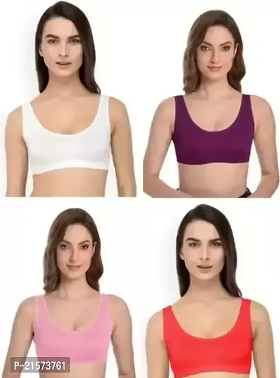 Stylish Fancy Cotton Solid Bras For Women Pack Of 4