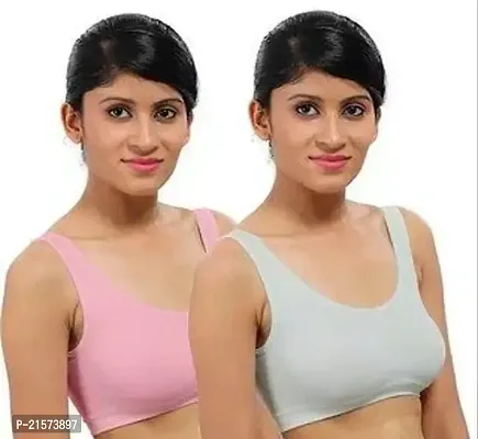 Stylish Fancy Cotton Solid Bras For Women Pack Of 2-thumb0