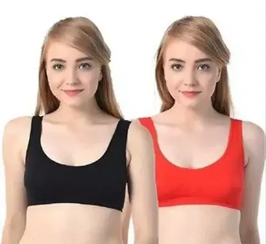 Women Solid Non Padded Sports Bra - Pack Of 2