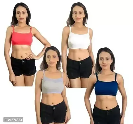 Stylish Fancy Cotton Solid Bras For Women Pack Of 4