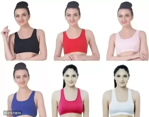 Stylish Fancy Cotton Solid Bras For Women Pack Of 6-thumb0