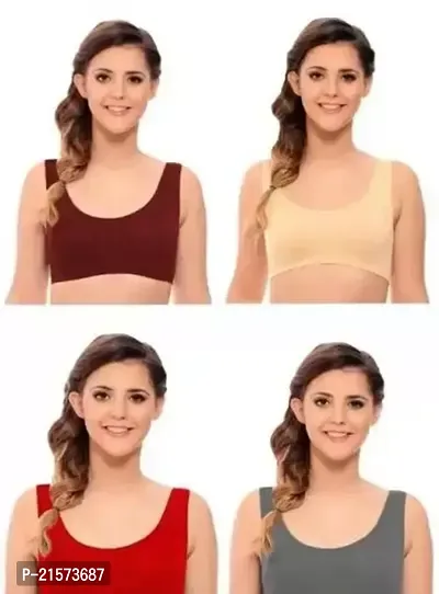 Stylish Fancy Cotton Solid Bras For Women Pack Of 4