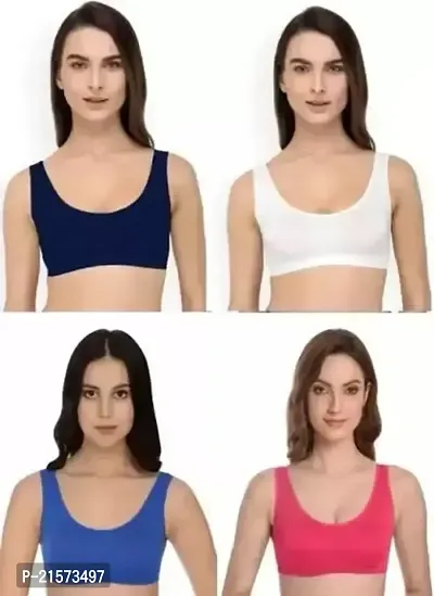 Stylish Fancy Cotton Solid Bras For Women Pack Of 4