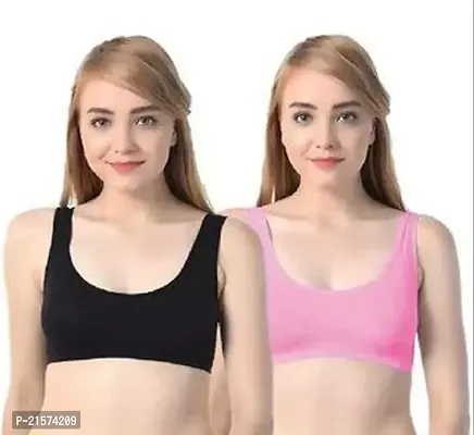 Stylish Fancy Cotton Solid Bras For Women Pack Of 2