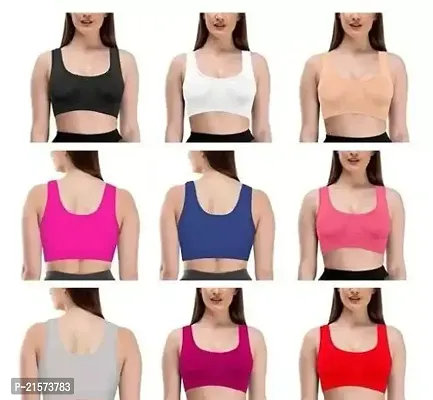 Stylish Fancy Cotton Solid Bras For Women Pack Of 9-thumb0