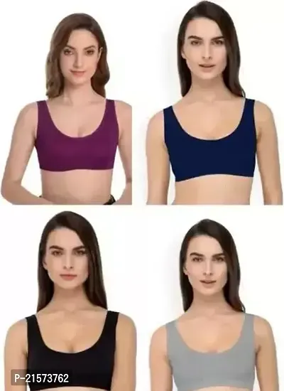 Stylish Fancy Cotton Solid Bras For Women Pack Of 4