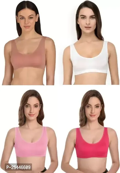 Stylish Cotton Solid Bras For Women Pack Of 4-thumb0