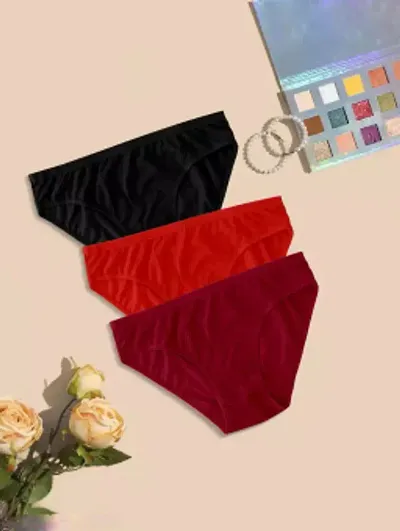 Stylish Solid Hipster Panties For Women Pack of 3