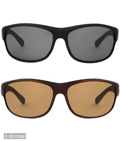 Fabulous Multicoloured Plastic Rectangle Sunglasses For Men Pack Of 2