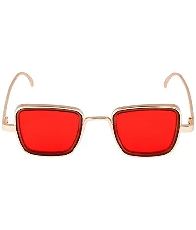 Fabulous Red Metal Rectangle Sunglasses For Men