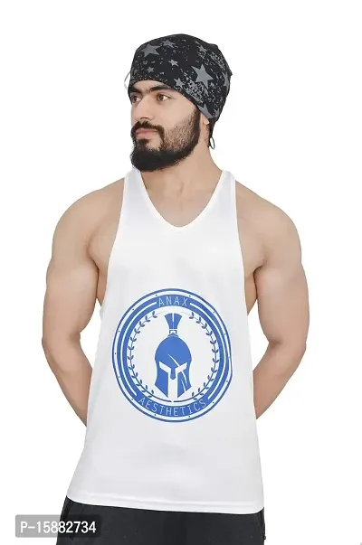 Anax Aesthetics Dry-Tuff Performance Big Logo Gym Wear, Sleeveless Gym Stringer, Men's Vest, Gym Vest, Tank Top, Sando Vest-thumb0