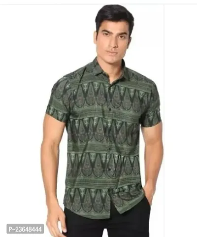 Trendy Multicoloured Lycra Short Sleeves Printed Casual Shirt For Men