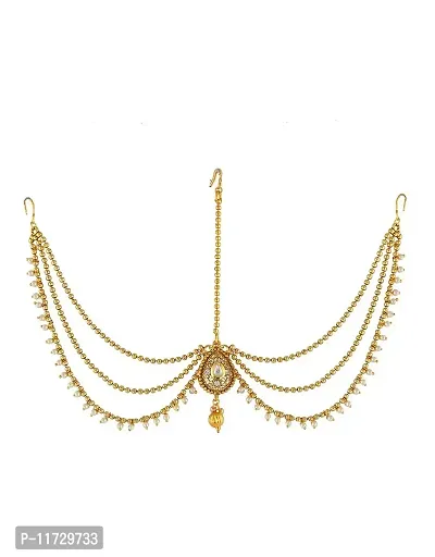 Anuradha Art Gold Finish Wonderful Adorable Traditional Mang Tikka/Matha Patti for Women/Girls