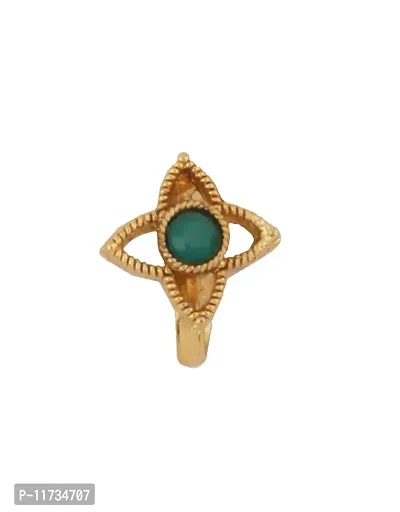 Anuradha Art Green Colour Traditional Bridal Nose Ring For Stylish Women | Clip-on Nathiya | Studs Nose Pin |Studs Nose Pin-thumb0