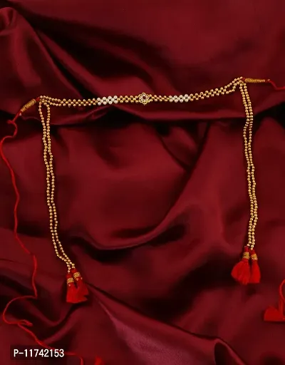 Anuradha Art Gold Finish Styled with Beads Trendy Maharshtrian Mundavalya/Bashing-thumb2