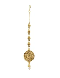 Anuradha Art Women's Gold Metal Round Shape Studded Stone Wonderful Mang Tikka-thumb3