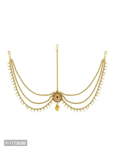 Anuradha Art Gold Finish Wonderful Classy Traditional Mang Tikka/Matha Patti for Women/Girls