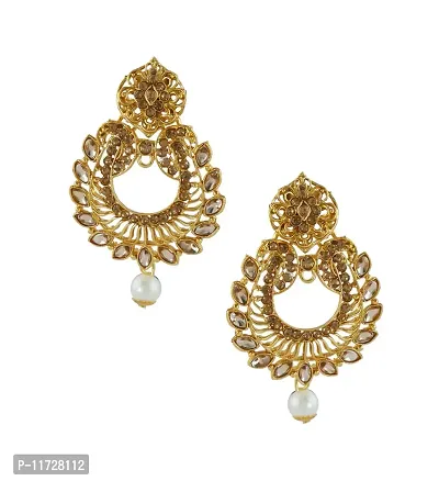 Anuradha Art Golden Colour Wonderful Designer Traditional Mang Tikka with Earrings Combo Pack for Women-thumb3