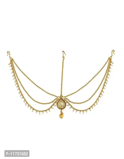 Anuradha Art Gold Finish Designer Traditional Mang Tikka/Matha Patti for Women/Girls