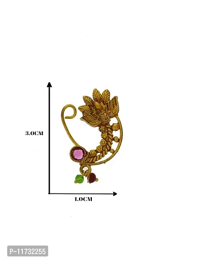 Anuradha Art Gold Finish Temple Styled Traditional Nath, Nose Pin, Clip-On Nath for Women-thumb3