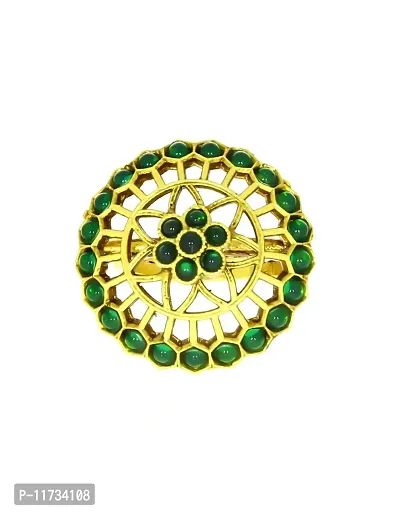 Anuradha Art Jewellery Green Colour Royal Design Beautiful Finger Ring for Women