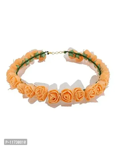Anuradha Art Orange Colour Flower Inspired Tiara/Crown Hair Accessories for Women/Girls-thumb0