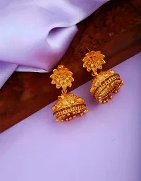 Anuradha Art Matte Gold Finish Designer jhumka,jhumki Earrings For Stylish Women | Matte Jewellery | Fancy Earrings Set-thumb1