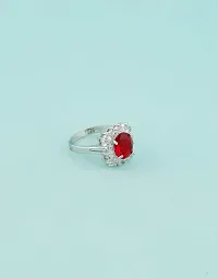 Anuradha Art Silver Finish Red Colour Diamond Ring Girls/Women-thumb1