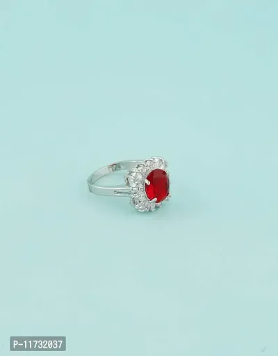 Anuradha Art Silver Finish Red Colour Diamond Ring Girls/Women-thumb2