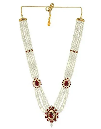 Anuradha Art Colour Classy Studded Sparkling Stone Moti Neckalce for Ganapti Bappa