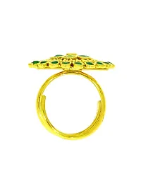 Anuradha Art Jewellery Round Shape Adorable Green Colour Finger Ring Styled with Stone for Women-thumb2