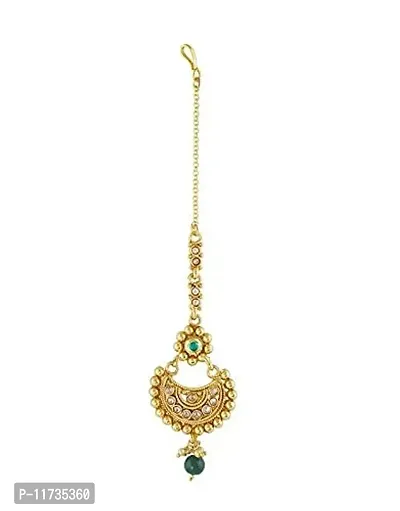 Anuradha Art Jewellery Gold Finish Traditional Maang Tikka For Women & Girls | Designer Matha Patti For Wedding | Fancy Maang Tikka Hair Accessories (Maang Tikka Design- 7)-thumb3