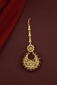 Anuradha Art Jewellery Gold Finish Traditional Maang Tikka For Women & Girls | Designer Matha Patti For Wedding | Fancy Maang Tikka Hair Accessories (Maang Tikka-1)-thumb1