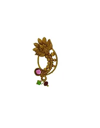 Anuradha Art Gold Finish Temple Styled Traditional Nath, Nose Pin, Clip-On Nath for Women-thumb3