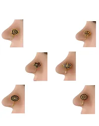 Anuradha Art Oxidized Silver Tone Nose Pin Ring | Oxidized Studs Nose Pin | Combo Nose Pin For Women-thumb1