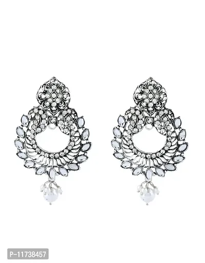 Anuradha Art Oxidized Silver Tone Fancy Long Earrings With Maang Tikka For Stylish Women & Girls-thumb3