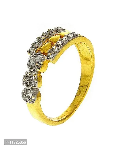 Anuradha Art Gold Finish Designer American Diamonds Finger Ring for Women/Girls
