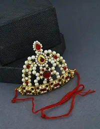 Anuradha Art Golden Finish Designer Moti Mukut for Lord Krishna | Pagdi of Ladoo Gopal Handmade Jewellery-thumb1