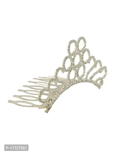 Anuradha Art Silver Tone Studded Stone Fancy Crown Tiara for Women/Girls-thumb4