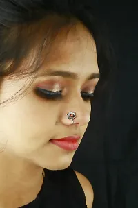 Anuradha Art Silver Oxidized Finish Adorable Combo Nose Pin|Studs Nose Pin, Clip-On Nose Ring For Women-thumb2