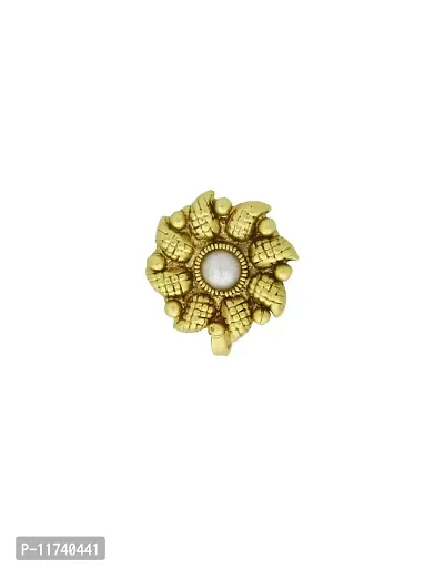 Anuradha Art Round Shape Traditional Nose Pin|Nathiya|Clip-On Nath|Pressing Nose Clip|Maharashtrian Jewllery For Women
