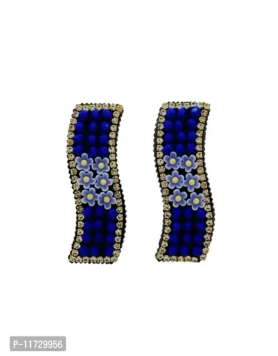 Anuradha Art Jewellery Blue Colour Styled With Beads Designer Tic Tak Hair Clips For Women-thumb0