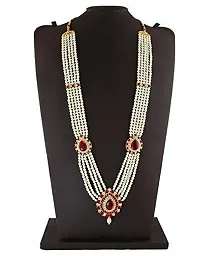 Anuradha Art Maroon Colour Classy Studded Sparkling Stone Moti Neckalce for Ganapti Bappa-thumb1