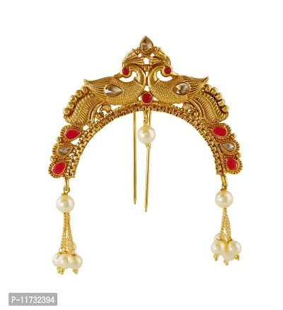 Anuradha Art Jewellery Peacock Inspired Traditional Hair Accessories Ambada Pin for Women/Girls-thumb0